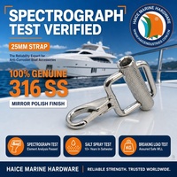 Boucle de sangle marine en acier inoxydable 316, boucle coulissante gaufrée 25 mm, mousqueton, accessoires de quincaillerie pour yacht et bateau