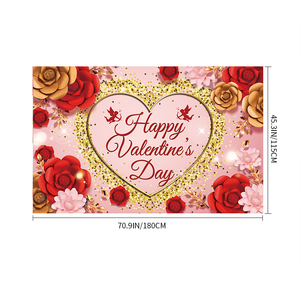 お祝いの日を祝うデジタル印刷バナー70.8x45.3inハッピーバレンタインデーポリエステル国旗 - Product Image 2
