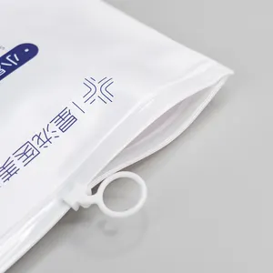 定制标志印刷白色聚氯乙烯拉链锁磨砂塑料袋带白色滑块拉链