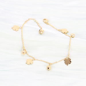 OEM 18K placcato oro a quattro foglie di trifoglio campana Charms ciondolo cavigliere in acciaio inox piede gioielli catene cavigliera moda donna - Product Image 6