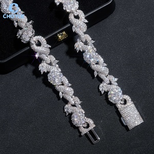 Fashion Flower Design Moissanite Cuban Link <b>Chain</b> Necklace Rhodium Plated 925 Silver Hiphop <b>Iced</b> <b>Out</b> Jewelry GRA Certified - Product Image 6