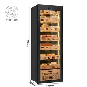 Yohtron Luxury 448L Cedar Wood Shelves Constant Humidity Control Cigar Storage Cabinet
