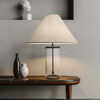 Lampe de table en verre transparent minimaliste moderne, design danois, luxe, salon, chambre à coucher, bureau, chevet, Artemis Home, 2700K, lumière douce et chaude
