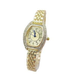 Montre élégante pour femme sertie de diamants, montre numérique à quartz en forme de tonneau entièrement sertie de diamants - Product Image 2