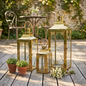 Lanternes décoratives en métal plaqué or pour la maison et les mariages – Vente en gros - Product Image 4