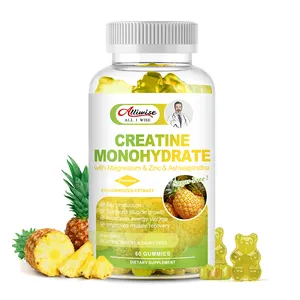 Label pribadi 60 buah Creatine monohidrat Gummies nanas membangun otot suplemen makanan