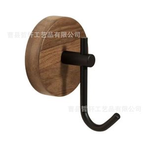 Solid <b>Wood</b> Wall <b>Hooks</b> Walnut Round Self Adhesive <b>Coat</b> Rack For Bedroom Door <b>Hook</b> Set - Product Image 5