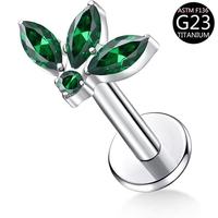 Freya ASTM-F136 Titane Zircon – Clou d'oreille pour cartilage, Labret tendance à dos plat, Bijou de piercing corporel pour femme