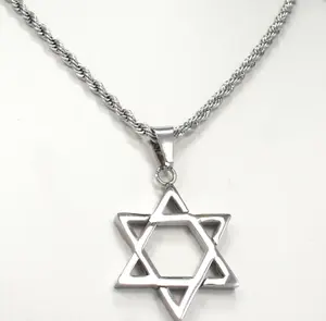 Charm Star of David Pendant Necklace Chain Stainless Steel jewelry Israel Jewish Judaica Cable Necklace