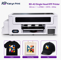 Nouvelle imprimante DTF BD1-30 A3 à tête unique 330 mm XP600 CMYKW avec encre blanche, niveau d'entrée pour l'impression textile par transfert thermique sur T-shirts