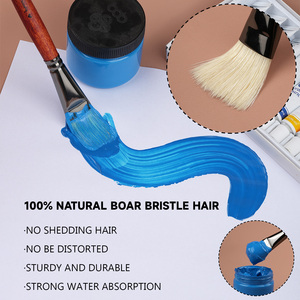 Lot de 6 pinceaux plats professionnels en poils de sanglier pour <span class=keywords><strong>peinture</strong></span> à l'huile et acrylique, manche en <span class=keywords><strong>bois</strong></span> de bouleau, pour artistes - Product Image 3