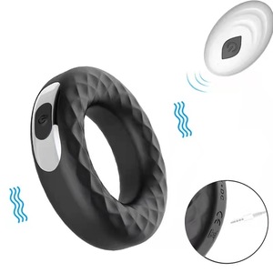 Anneau vibrant double en silicone rechargeable télécommandé pour homme, avec fonction de retardement et de verrouillage, pour adultes - Product Image 1