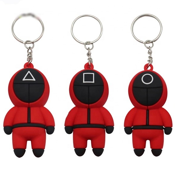 Рекламные подарки, брелок для ключей из мягкого силикона и ПВХ серии «Игра кальмар»