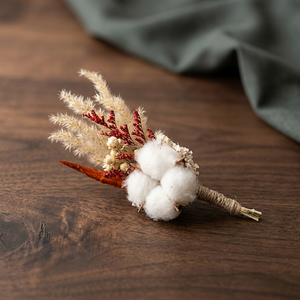 Boutonnière florale personnalisée en herbe de la pampa séchée, bouquet en coton pour décoration de mariage et de fête de Noël - Product Image 3