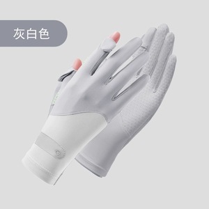 ถุงมือป้องกันแสงแดดสำหรับผู้หญิงในฤดูร้อน ผ้าถักระบายอากาศได้ดี ใช้กับหน้าจอสัมผัสได้ เหมาะสำหรับปั่นจักรยานและขับรถ ดีไซน์แบบต่อผ้าครึ่งนิ้ว - Product Image 5