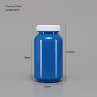 Vente en gros de flacons à pilules en plastique HDPE blanc/bleu de 250 ml avec bouchon de sécurité pour enfants