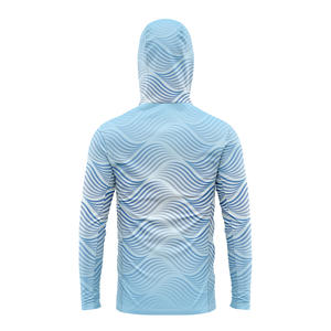 Sudadera con capucha de pesca para hombre de rendimiento ligero, diseño de ondas, tela transpirable de secado rápido, logotipo personalizado, ropa de pesca de alta función - Product Image 3