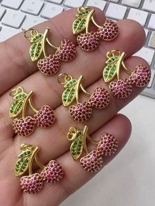 Venta al por mayor cereza encanto collar moda 18K chapado en oro piedra con cuentas turquesa colgante collares joyería de moda - Product Image 5