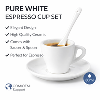 Ensemble de tasses à café en céramique Espresso Barista 80 ml Cappuccino 220 ml avec assiette et cuillère