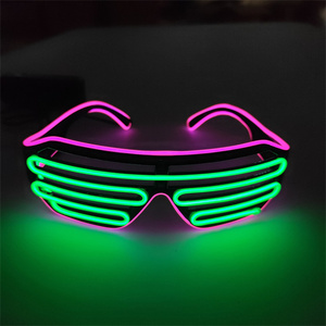 Venta al por mayor Light Up Flashing Shutter Neon Rave Gafas El Wire LED Gafas de sol Glow <span class=keywords><strong>DJ</strong></span> Disfraces para fiesta, 80s - Product Image 3