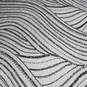 Sang Trọng Nặng Polyester/Nylon Sáng Bóng Lớn Đính Cườm Vải <span class=keywords><strong>Sequin</strong></span> Thêu Ống Thoáng Khí Sheer Dệt Kim Kỹ Thuật Cô Gái Đám Cưới - Product Image 3