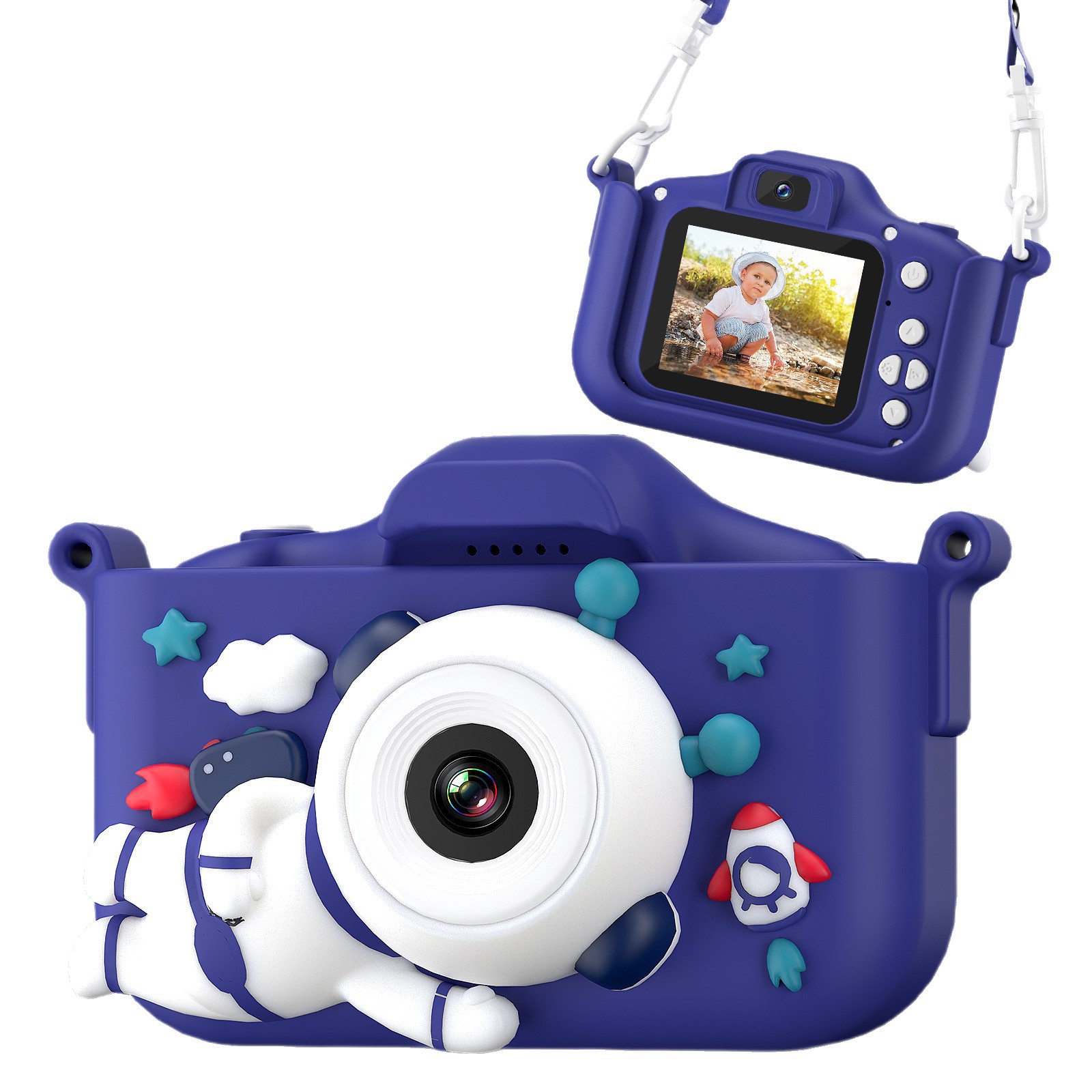 Children's Mini Silicone Camera Cartoon 2 Inch  140 Wide Angle-Purple