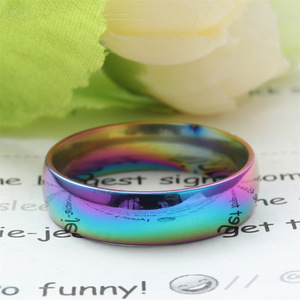 <b>Titanium</b> Steel Rainbow <b>Ring</b> Women's Fashion Colorful Simple Punk Style Gift Jewelry 23027 - Product Image 4