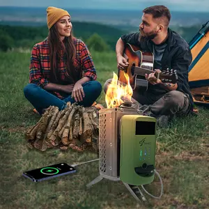 新着3in1多機能ハイキングキャンプストーブポータブル照明USB充電クッカーストーブキャンプ用