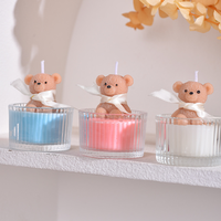 Bougie parfumée ours mignon dans une tasse en verre coffret cadeau pour bébé douche anniversaire mariage décor à la maison bougie d'aromathérapie