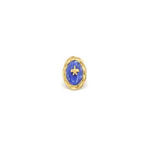 Fashion <b>Ring</b> 316L Stainless Steel PVD Gold Plating Blue Enamel <b>Turtle</b> Design Oval Shape Statement Jewelry - Product Image 1
