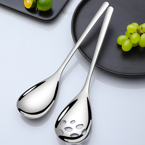 Cucchiai da portata in acciaio inossidabile per buffet, grandi cucchiai da tavola per catering, cucchiaio forato in metallo. - Product Image 4