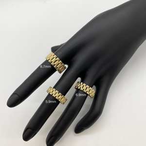 Duyizhao新しいデザインK14ゴールドメッキRollie Presidential Style Textured Band Ring for <span class=keywords><strong>Men</strong></span> Women Jewelry - Product Image 5