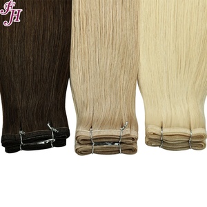 FH Factory Supply Double Drawn Virgin Hair Extensions Weft Flat <b>Thin</b> Straight European Weft Human Hair 100 Grams Wholesale - Product Image 3