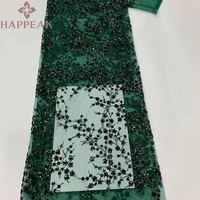 HAPPEAK Tissu brodé en tulle à fleurs, sequins et dentelle, maille brodée, idéal pour robe de mariée - Vente chaude