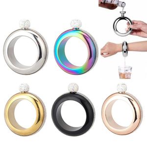 Botella de Vino Oculta en Forma de Brazalete, Portátil, de Acero Inoxidable 304, de 3.5 oz, con Tapa de Cristal, para Fiestas, Viajes, Regalo, Accesorios para Mujer - Product Image 4