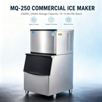 Machine à glaçons commerciale Bmeiqile MQ-250 sans givre, à propane, avec une longue durée de vie
