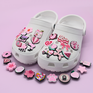 Adornos de Zapatos Rosados para <span class=keywords><strong>Crocs</strong></span>, Broches Estéticos para Zapatos de Niñas y Mujeres, Decoraciones de PVC para Sandalias, Pulseras y Regalos para Fiestas - Product Image 2