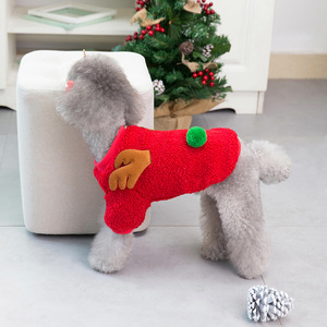 New Winter <span class=keywords><strong>Dog</strong></span> Sweater Weihnachten Haustier Kostüm Cute Elk Style Warm Fleece Hund Sweatshirt Hund Hoodie - Product Image 2