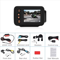 Caméra de tableau de bord pour moto, étanche, HD, double objectif, 2,0 pouces, contrôle par câble, enregistreur vidéo avant et arrière 1080P, DVR pour moto