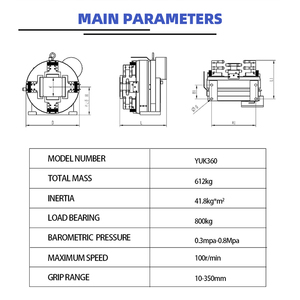 Portabrocas láser de orificio cuadrado pasante de 360mm, Portabrocas neumático rotativo de carrera <span class=keywords><strong>completa</strong></span> OEM de alta precisión giratoria para máquina cortadora de tuberías - Product Image 2
