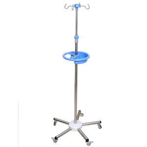 Ji Haokang Stainless Steel Iv Stand Extendable With Four <b>Hooks</b> And Tray For Hospital Use - Product Image 2