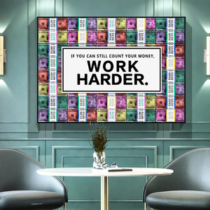 Art mural inspirant abstrait argent travail plus dur les affiches murales et impression décorative Cuadros peinture murale suspendue - Product Image 3