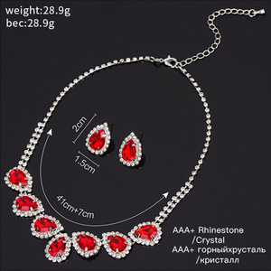WN168 באיכות גבוהה Teardrop כלה תכשיטי סט קולר שרשרת ועגילי סט תכשיטים להגדיר סיטונאי - Product Image 2