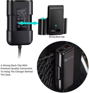 35W 4 Port USB Car Charger 8A QC3.0 1.8m Extension Cable for Front Seat and Backseat Fast Charging Car Phone Charger - Product Image 3