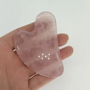 หยกขาว Gua Sha รูปหัวใจ Gua Sha หยกหินขูดเครื่องมือนวด Guasha