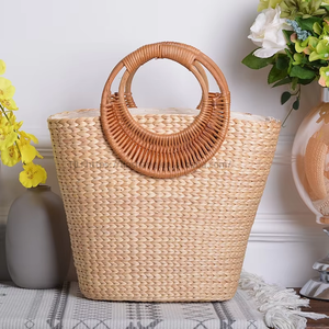 Bolso Tote Casual Nórdico de Paja Tejida a Mano, Ecológico, con Cierre de Cremallera de Algodón, Estilo Luna, Soporte para Teléfono, Alta Estética, Photo Tanjing - Product Image 2