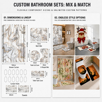 Ensemble de 3 tapis de bain absorbants à poils courts, imprimé océan, lavable en machine, avec couvre-couvercle et couvre-réservoir de toilettes, et tapis de sol de salle de bain