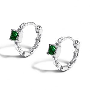 Dylam 925 Sterling Silver Simple Minimalist Design Silver 18K Gold Plated <b>Green</b> 5A Cubic Zirconia Hoop <b>Earrings</b> for Women - Product Image 1