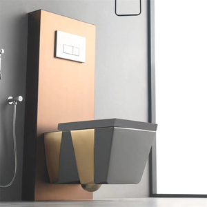 Inodoro de pared de cerámica con descarga automática, sin marco, para montaje, sanitario - Product Image 3