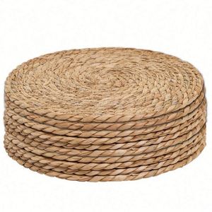 Sets de table et sous-plats ronds en corde de lin tressée, résistants à la chaleur, écologiques, style campagnard - Product Image 1